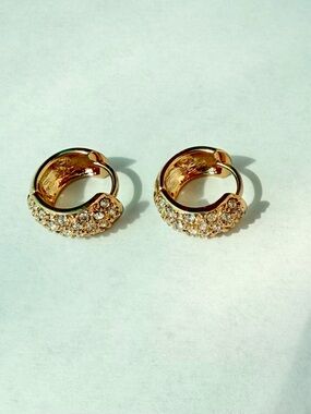 Nadri Gold Plated Pavé Cubic Zirconia Huggie
Hoop Earrings NWT New On Card